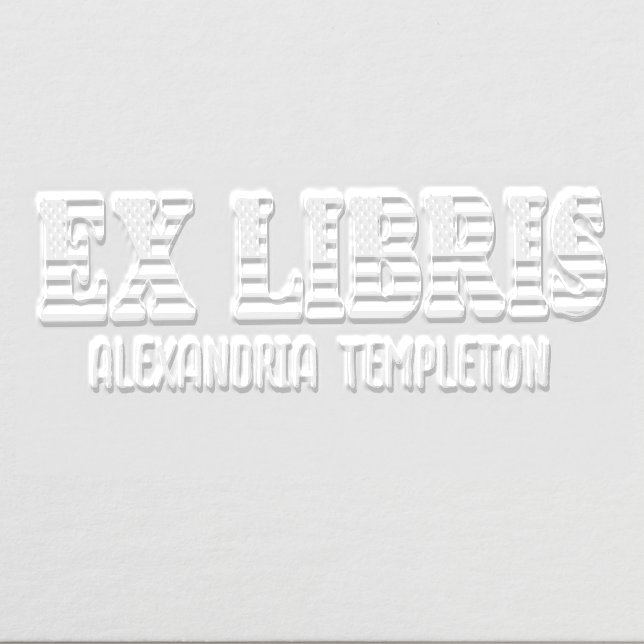 Ex Libris American Flag Text Library Book Name Embosser (Design)