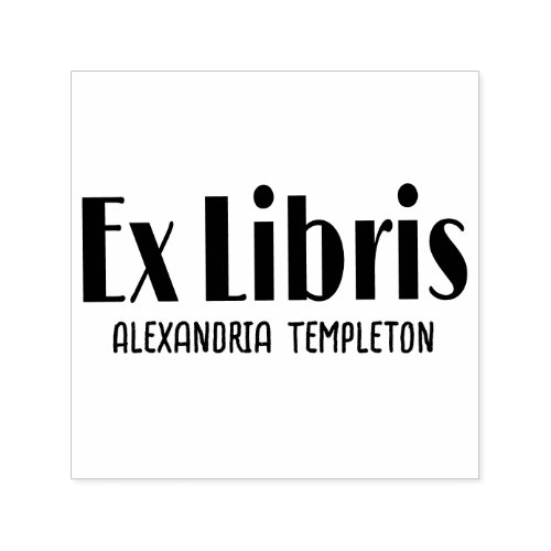 Ex Libris Art Deco Vintage Text 2 Library Book Self_inking Stamp