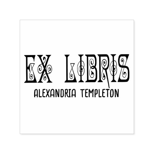 Ex Libris Art Deco Vintage Text 3 Library Book Self_inking Stamp