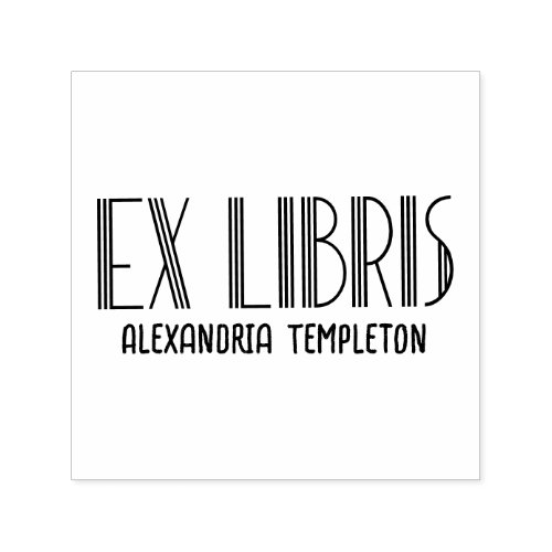 Ex Libris Art Deco Vintage Text 5 Library Book Self_inking Stamp