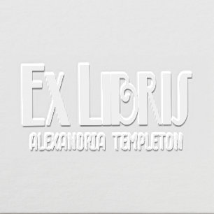 Ex Libris Art Deco Vintage Text Library Book Name Embosser