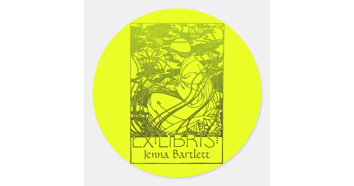 Ex Libris Art Nouveau Sticker Zazzle Com