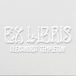 Ex Libris ArtNouveau Text Letter Library Book Name Embosser