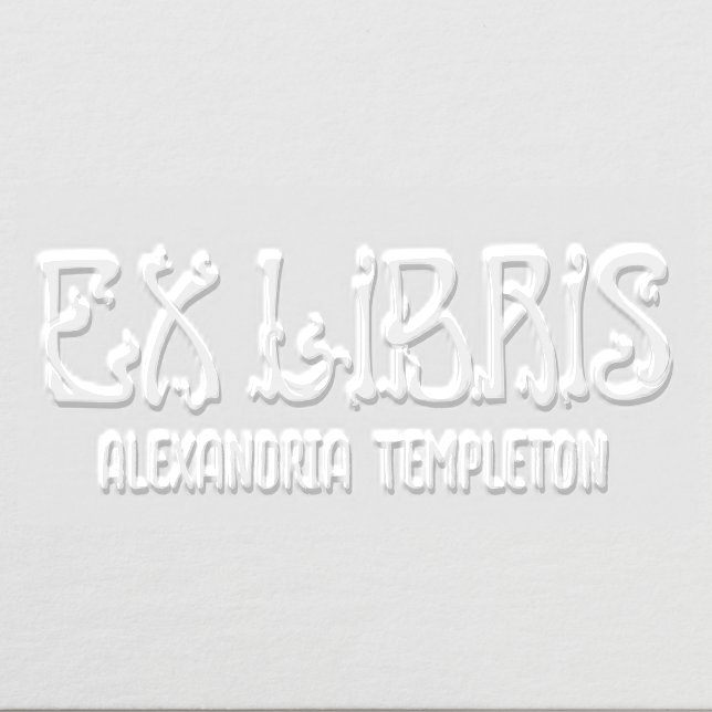 Ex Libris ArtNouveau Text Letter Library Book Name Embosser (Design)