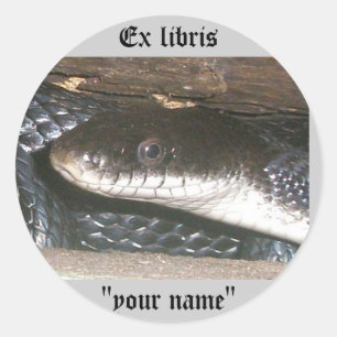 Ex Libris Black Snake Stickers to Customize