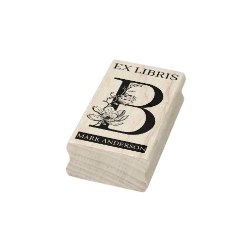 EX libris Book library bookplate monogram B Rubber Stamp