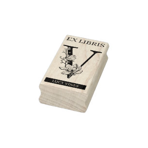 EX libris Book library bookplate monogram V Rubber Stamp