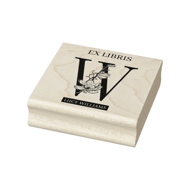 EX libris Book library bookplate monogram W Rubber Stamp (Stamp)