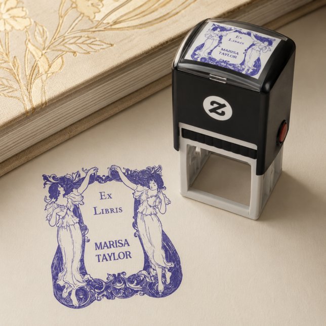 Ex Libris Bookplate Art Nouveau Book Lover Design Self-inking Stamp (Creator Uploaded)