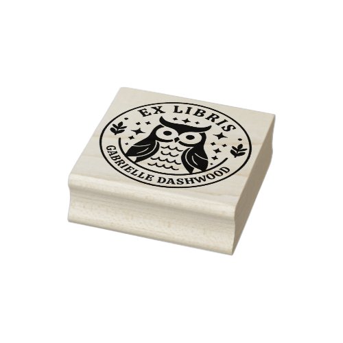 Ex Libris Bookplate Cute Owl and Personalized Name Rubber Stamp