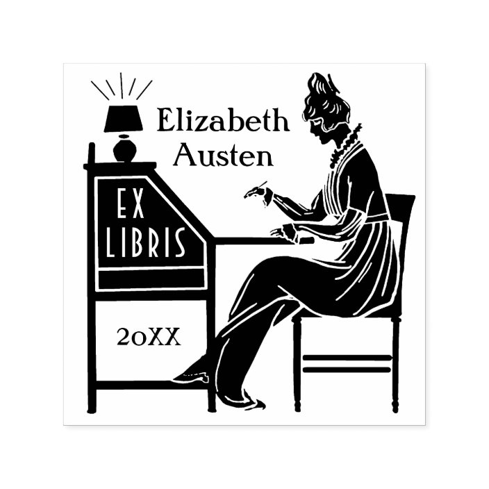 Ex Libris Bookplate Deco Lady Writing Desk Custom Self Inking Stamp Zazzle Com Ex Libris Bookplate Deco Lady Writing Desk Custom Self Inking Stamp Zazzle Com