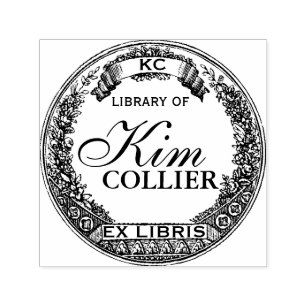 Personalized Ex Libris Two Fireflies Rubber Stamp I28