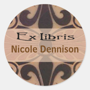 Ex Libris Bookplate Sticker (Tilo mocha)
