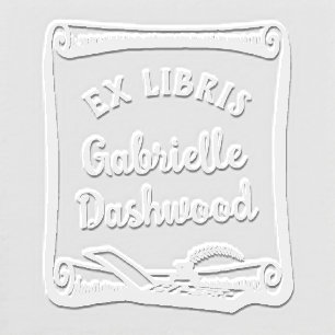 Ex Libris Bookplate Vintage Scroll Library Custom Embosser