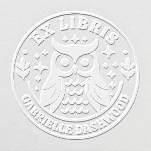 Ex Libris Bookplate with Owl and Personalized Name Embosser