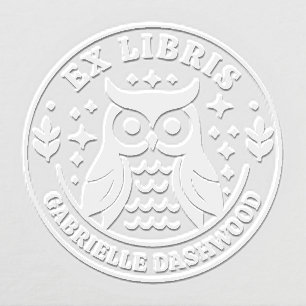 Ex Libris Bookplate with Owl and Personalized Name Embosser