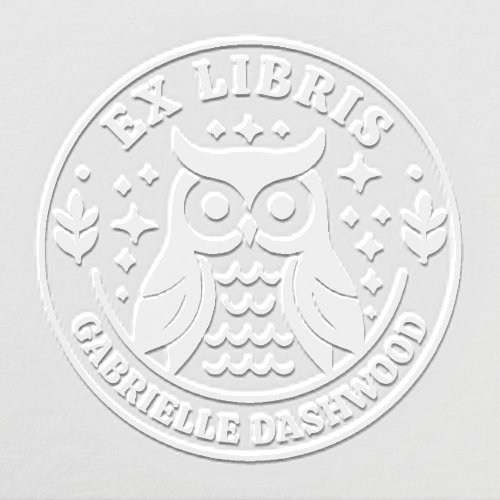 Ex Libris Bookplate with Owl and Personalized Name Embosser