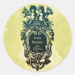 Ex Libris Cartouche & Cherubs Sticker