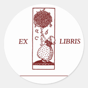 EX LIBRIS Child & Alphabet Tree Bookplate Sticker