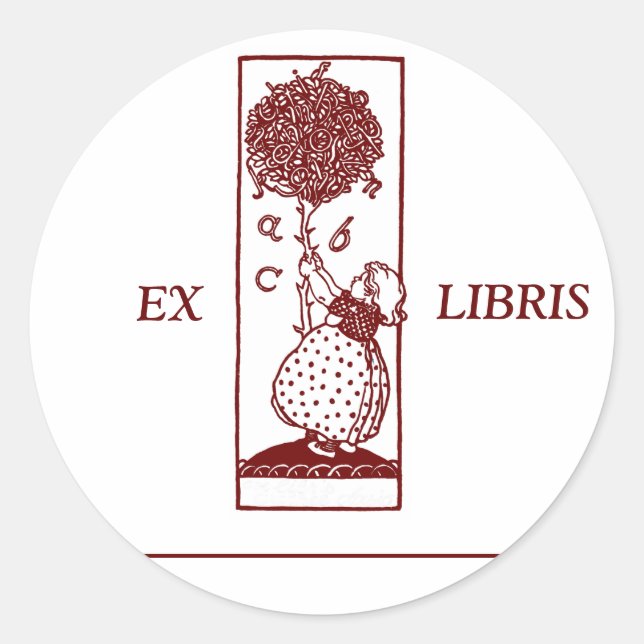 EX LIBRIS Child & Alphabet Tree Bookplate Sticker (Front)