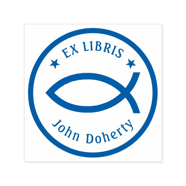 Ex Libris Christian Fish | Personalizable Self-inking Stamp (Design)
