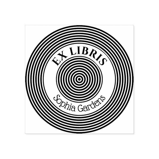 Ex Libris Concentric Circles v1 Rubber Stamp (Imprint)