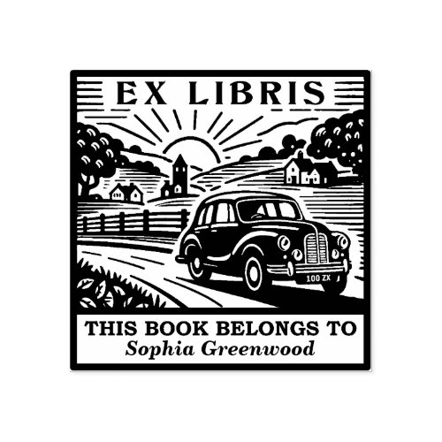 Ex Libris _ Country Drive Rubber Stamp