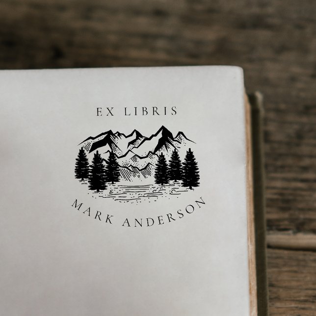 Ex Libris Country Hand-drawn Mountain Custom Name Rubber Stamp (Creator Uploaded)