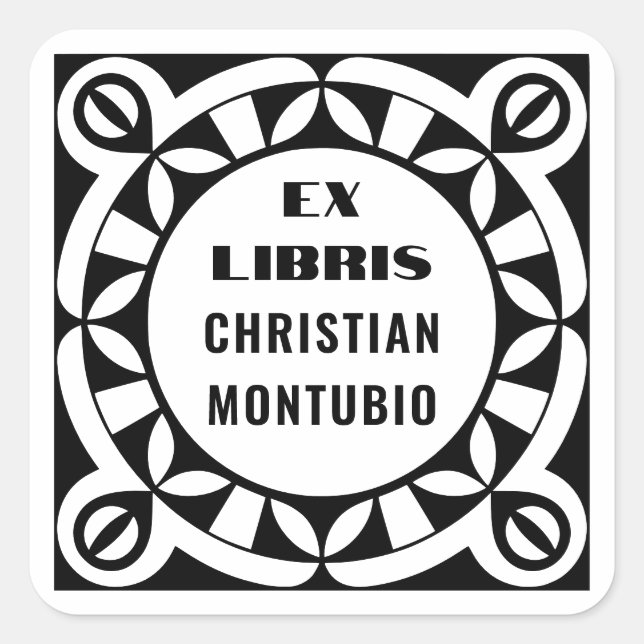 Ex Libris Custom Bookplate Labels - Geometric (Front)