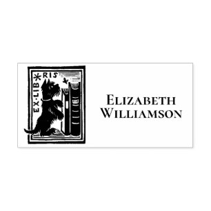Ex Libris Dog Bookplate Your Library Book Return Self-inking Stamp
