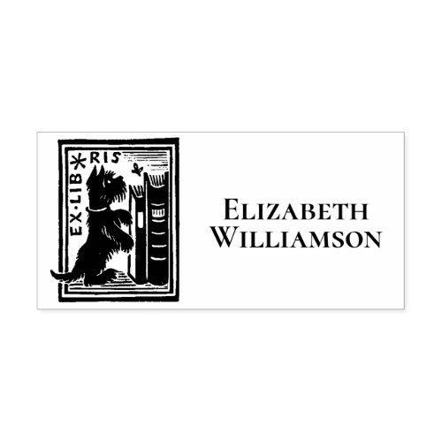 Ex Libris Dog Bookplate Your Library Book Return Self_inking Stamp