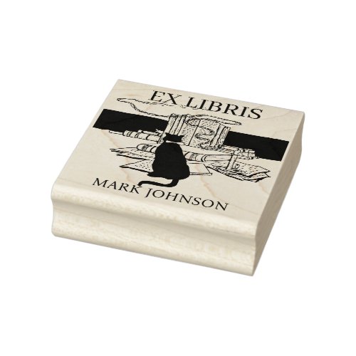 EX libris exlibris Book library bookplate cat Rubber Stamp