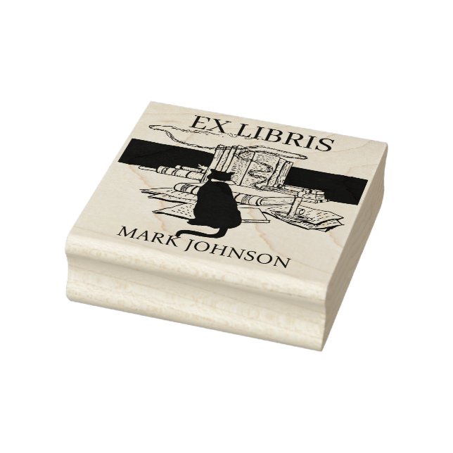 EX libris exlibris Book library bookplate cat Rubber Stamp (Stamp)