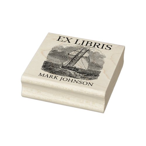 EX libris exlibris Book library bookplate ship Rubber Stamp