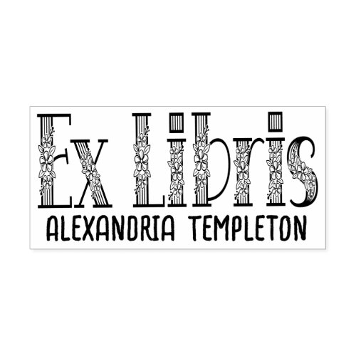 Ex Libris Floral Text Letters Library Book Name Self_inking Stamp