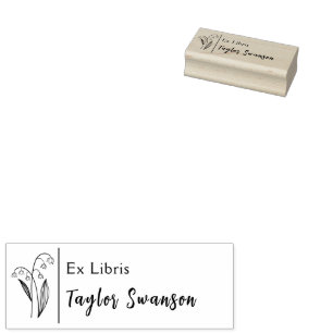 Ex Libris flower bluebells plants floral modern Rubber Stamp