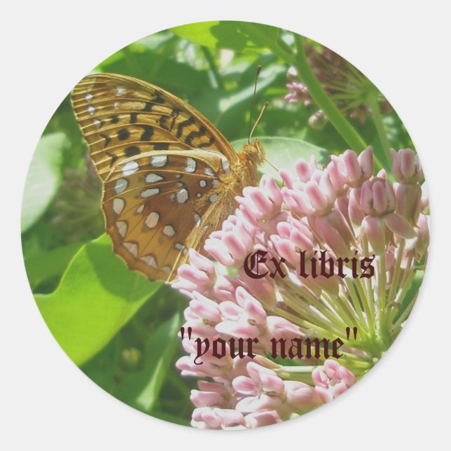 Ex Libris Fritillary Stickers to Customize (Front)
