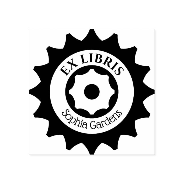 Ex Libris Gears Rubber Stamp (Imprint)