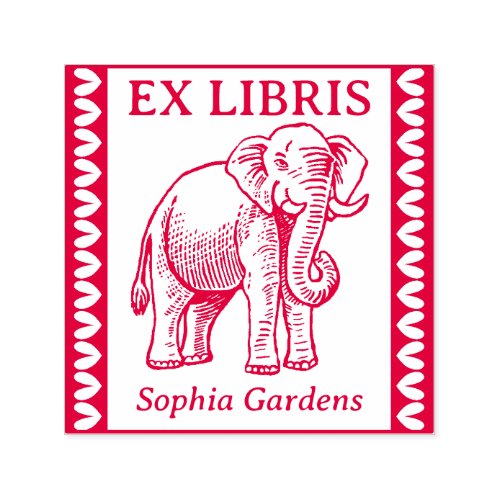 Ex Libris _ Indian Elephant _ Bordered Self_inking Stamp