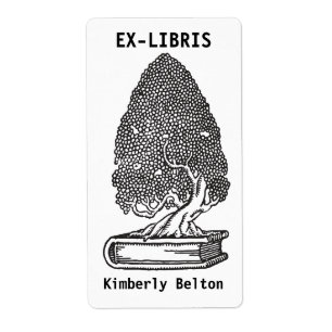 Ex-libris letterpress style tree bookplate
