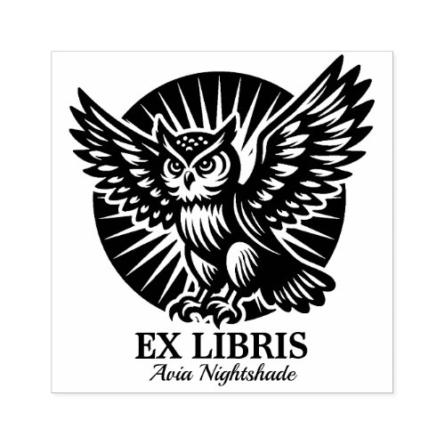 Ex Libris _ Librarian Owl Rubber Stamp