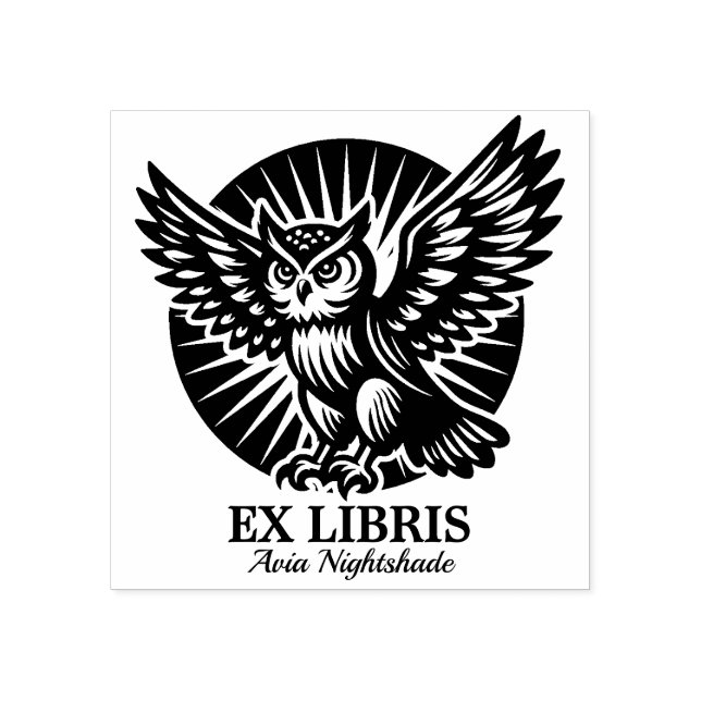 Ex Libris - Librarian Owl Rubber Stamp (Imprint)
