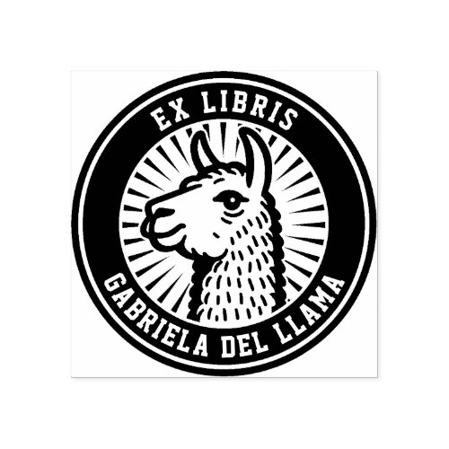 Ex Libris _ Llama Champion Rubber Stamp