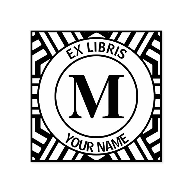 Ex libris Monogram bookplate Rubber Stamp (Imprint)