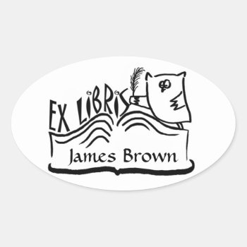 Ex Libris Owl With Book Stickers by goodmoments at Zazzle