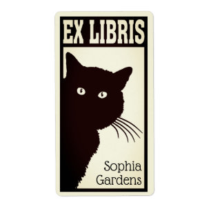 Ex Libris - Peeping Black Cat (filtered) Label