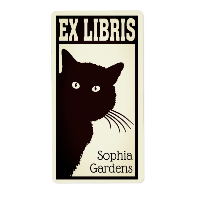 Ex Libris - Peeping Black Cat (filtered) Label (Front)