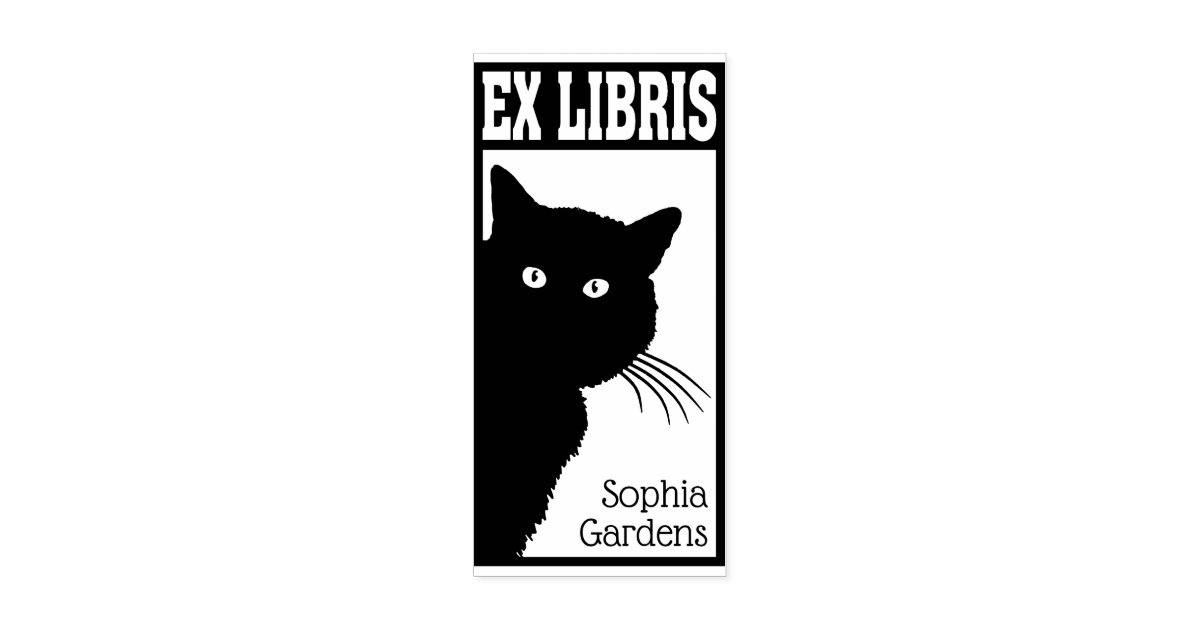 Fun Cat Ex Libris Stamp Cat Stamp Library Stamp Teacher 
