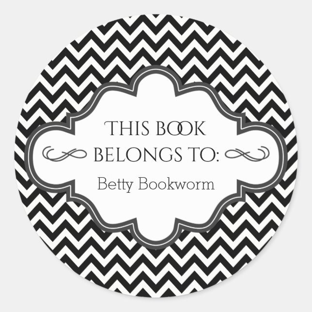 Ex Libris Personalized Library Bookplate Chevrons (Front)