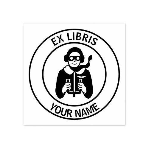 Ex libris pilot bookplate rubber stamp